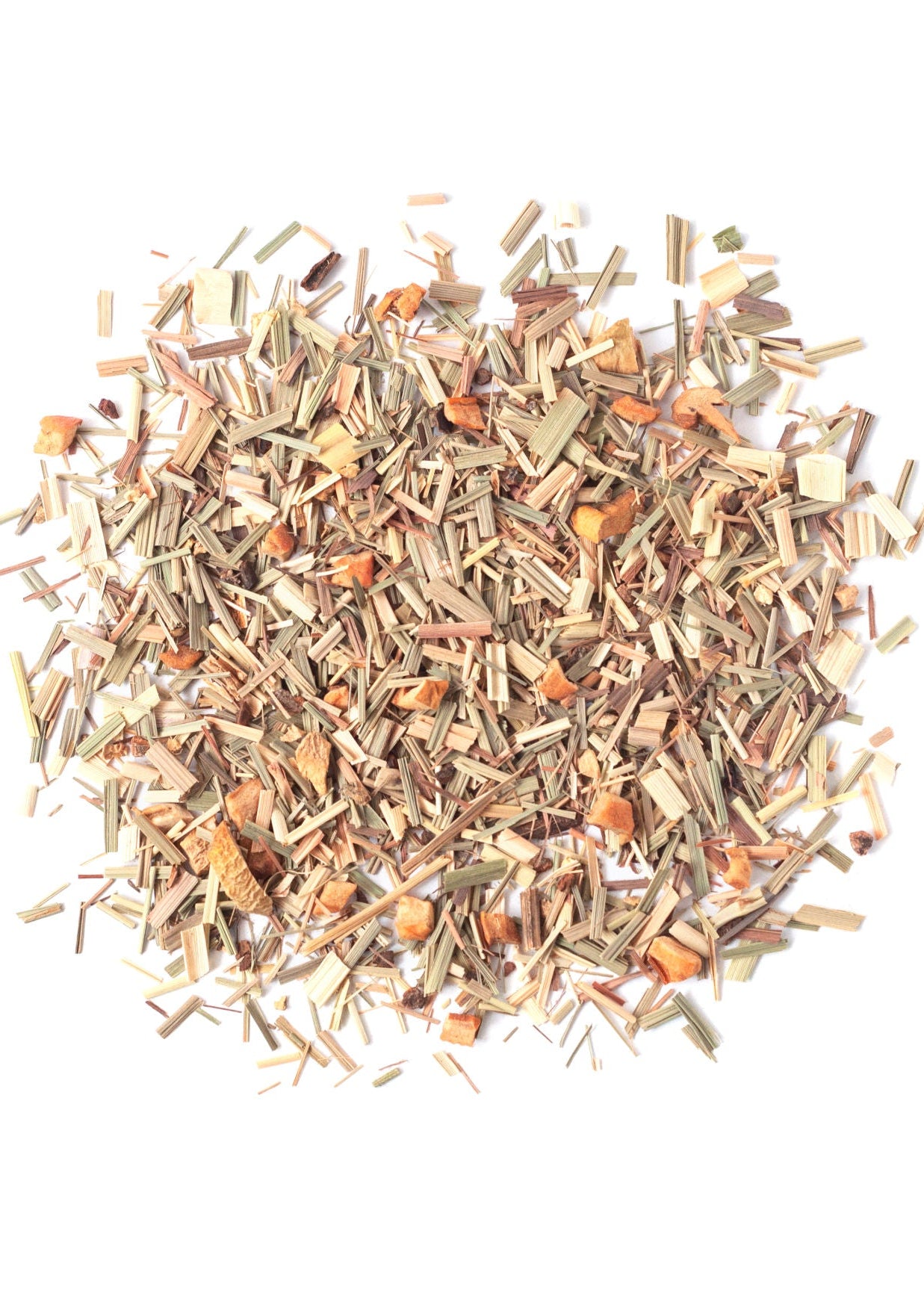 Heap of dried herbs on a white background